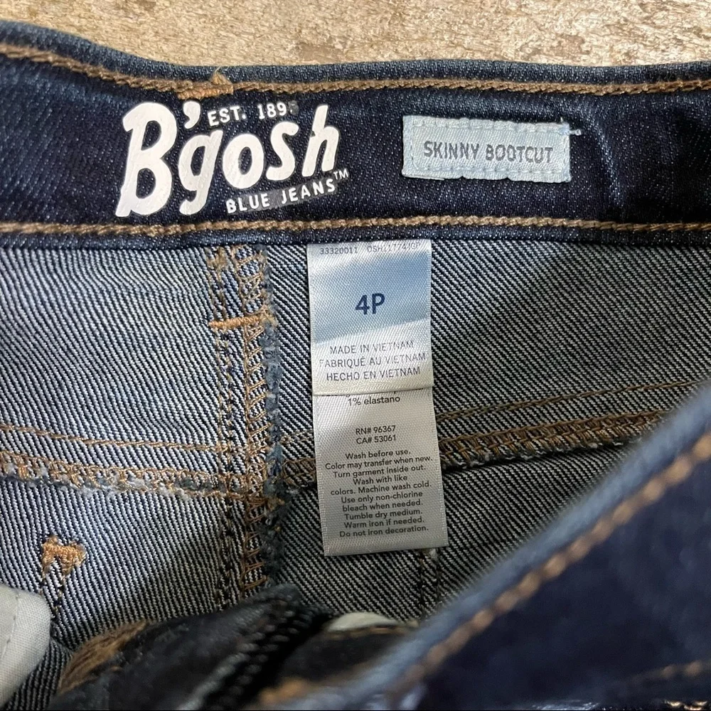 OshKosh Bgosh Skinny Bootcut Dark Denim Adjustable Waist Jeans Girls Size 4P